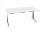 Schäfer Shop Pure Schreibtisch PLANOVA BASIC, Rechteck, C-Fuss, B 1600 x T 800 x H 717 mm, lichtgrau/weissaluminium + Kabelkanal