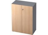 Aktenschrank TOPAS LINE, 3 Ordnerhöhen, Türen abschliessbar, graphit/Eiche-Dekor