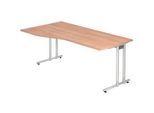 Schreibtisch JENA, C-Fuss, Freiform, B 1800 x T 1000 x H 720 mm, Nussbaum-Dekor
