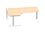 Schäfer Shop Genius Winkelschreibtisch MODENA FLEX 90°, Ansatz links, C-Fuss-Rundrohr, B 2000 mm, ahorn/weiss