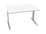 Schäfer Shop Pure Schreibtisch PLANOVA BASIC, Rechteck, C-Fuss, B 1200 x T 800 x H 717 mm, weiss/weissaluminium + Kabelkanal