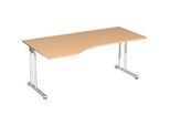 Schreibtisch mit Ansatz PALENQUE, C-Fuss, Freiform, links, B 1800 x T 1000/800 x H 680-820 mm, Buche-Dekor