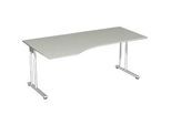Schreibtisch mit Ansatz PALENQUE, C-Fuss, Freiform, links, B 1800 x T 1000/800 x H 680-820 mm, lichtgrau
