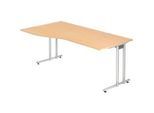 Schreibtisch JENA, C-Fuss, Freiform, B 1800 x T 1000 x H 720 mm, Ahorn-Dekor