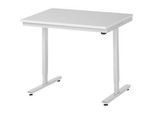 Rau ESD-Arbeitstisch Adlatus, elektrisch höhenverstellbar, 28 mm Spanplatte mit Melaminbelag, bis 150 kg, B 1000 x T 800 x H 720-1120 mm, lichtgrau