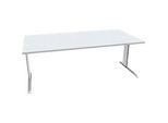 Schäfer Shop Pure Schreibtisch PLANOVA BASIC, Rechteck, C-Fuss, B 2000 x T 1000 x H 717 mm, lichtgrau/weiss + Kabelkanal