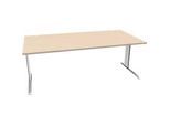 Schäfer Shop Pure Schreibtisch PLANOVA BASIC, Rechteck, C-Fuss, B 2000 x T 1000 x H 717 mm, Ahorn/weiss + Kabelkanal