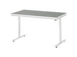 Rau Arbeitstisch Adlatus, elektrisch höhenverstellbar, 25 mm Spanplatte, Linoleumbelag, 150 kg, B 1500 x T 800 x H 720-1120 mm, hellgrau/lichtgrau