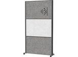 MAUL Stellwandsystem MAULconnecto, Steckmodule, 1x Akustikvlies hell, 2x Akustikvlies dunkel, Klettverbindung, auf Rollen, H 1800 x B 1000 mm, anthrazit