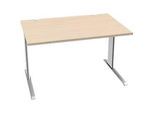 Schäfer Shop Pure Schreibtisch PLANOVA BASIC, Rechteck, C-Fuss, B 1200 x T 800 x H 717 mm, Ahorn/weiss + Kabelkanal