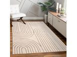 Teppich PACO HOME "Tuana 215", beige (creme), B:240cm H:15mm L:340cm, Polypropylen (PP), Teppiche, Teppich, Kurzflor, Regenbogen, Hoch-Tief Struktur, Scandi-Look