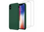 Hülle iPhone X/XS und 2 schutzfolien - Silikon - Grün