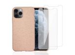 Hülle iPhone 11 Pro und 2 schutzfolien - Natürliches Material - Rosa