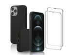 Hülle iPhone 12/12 Pro und 2 schutzfolien - Silikon - Schwarz