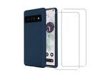Hülle Google Pixel 7 und 2 schutzfolien - Silikon - Marineblau