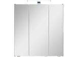 Badezimmerspiegelschrank SAPHIR "Quickset 945 Badschrank, 3 Spiegeltüren, 6 Einlegeböden, 65 cm breit", grau (oxid dunkelgrau quer), B:65cm H:70cm T:16cm, Holzwerkstoff, Schränke, inkl. LED-Beleuchtung, Türdämpfer, Schalter-/Steckdosenkombination