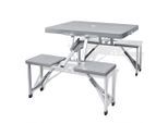 vidaXL Campingtisch mit 4 Hockern Klappbar Aluminium Extra Leicht Grau