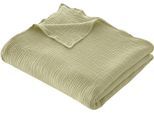 Wohndecke "HEVIN", grün (olivgrün), B:280cm L:250cm, Baumwolle, LEGER HOME BY LENA GERCKE, Wohndecken, Wohndecke, Tagesdecke im Baumwoll-Crinkle-Effekt, Musselin, Kuscheldecke