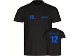 multifanshop Herren T-Shirt - Darmstadt - Trikot Nummer 12 - Druck blau - Männer