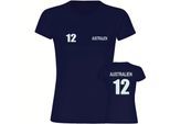 multifanshop Damen T-Shirt - Australien - Trikot Nummer 12 - Druck weiß - Frauen