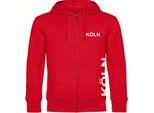 multifanshop Kapuzen Sweatshirt Jacke - Köln - Brust & Seite - Druck weiß - Sweat