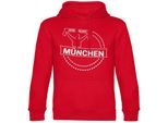 multifanshop Kapuzen Sweatshirt - München rot - Meine Fankurve - Druck weiß - Hoodie