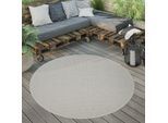 Paco Home Teppich »Timber 125«, rund, 4 mm Höhe, Flachgewebe, Sisal Optik, In- und Outdoor geeignet, Wohnzimmer