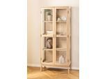 Stauraumschrank ACTONA GROUP "Linley Vitrine, Mehrzweckschrank", beige (natur), B:80cm H:180cm T:40cm, Schränke, Stauraumschrank, Eichenfurnier/Eiche, Lamellenrücken, 3 Einlegeböden, 2 Glastüren