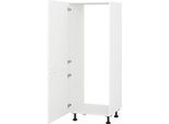 Kühlumbauschrank KOCHSTATION ""KS-Scafa" 2 Türen für integrierte Kühl-Gefrier-Kombination 1444 mm", weiß (weiß hg, stahl dunkel), B:60cm H:150cm T:56cm, Schränke, Breite/Höhe: 60/150 cm, wahlweise Türanschlag rechts oder links