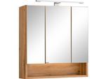 Spiegelschrank WELLTIME "Soria", braun (eichefarben), B:60cm H:64cm T:20cm, Schränke, Spiegelschrank, mit LED Beleuchtung