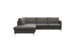 Ecksofa FLEXLUX "Fiore, L-Form", grau (warm mineral), B:234cm H:85cm T:225cm, 100% Echteder, Sofas, Ecksofa, schmale Armlehnen, Füße alufarben, B/T 234/225 cm, Kaltschaum im Sitz