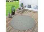 Paco Home Teppich »Timber 125«, rund, 4 mm Höhe, Flachgewebe, Sisal Optik, In- und Outdoor geeignet, Wohnzimmer