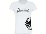 multifanshop Damen T-Shirt - Deutschland - Adler seitlich - Druck schwarz - Frauen