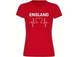 multifanshop Damen T-Shirt - England - Herzschlag - Druck weiß - Frauen