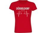 multifanshop Damen T-Shirt - Düsseldorf - Herzschlag - Druck weiß - Frauen