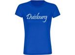 multifanshop Damen T-Shirt - Duisburg - Schriftzug - Druck weiß - Frauen