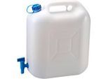 Hünersdorff Wasserkanister Eco, Polyethylen (HD-PE) natur, fest montierter Ablasshahn, 22 Liter