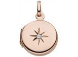 Medallionanhänger JOBO "Anhänger Medaillon", rosa (roségoldfarben, weiß), Schmuckanhänger, Damen, Silber 925 (Sterlingsilber), 925 Silber roségold vergoldet mit Zirkonia