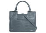 Henkeltasche CLUTY, Damen, Gr. B/H/T: 30cm x 20cm x 6cm onesize, blau, Leder, Reptilienprägung, Taschen, echt Leder, Made in Italy