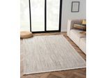 Teppich "Ava", grau (hellgrau, beige, creme), B:160cm H:7mm L:230cm, Polyester, MYFLAIR MÖBEL & ACCESSOIRES, Teppiche, Teppich, Uni Farben, meliert, Sisal-Optik, auch in rund erhältlich, mit Fransen