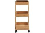 Rollwagen WENKO "Regal Tortona", beige (natur), B:18cm H:71,5cm T:31cm, Bambus, Rollwagen, Rollwagen, Badezimmer-Schrank mit 3 Ablagen