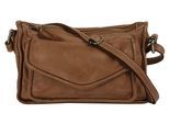 Umhängetasche CLUTY, Mädchen, Gr. B/H/T: 23cm x 16cm x 6cm onesize, braun (cognac), Leder, leicht glänzend, unifarben, Taschen Umhängetasche, echt Leder, Made in Italy