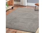 Teppich ANDIAMO "San Paolo", grau, B:60cm H:27mm L:130cm, Polyester, Teppiche, Teppich, Uni Farben, weiche Qualität, ideal im Wohnzimmer & Schlafzimmer