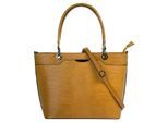 Henkeltasche CLUTY, Damen, Gr. B/H/T: 30cm x 22cm x 10cm onesize, gelb, Leder, Reptilienprägung, Taschen, echt Leder, Made in Italy