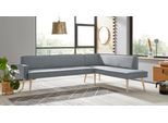 Eckbank EXXPO - SOFA FASHION "Lungo, moderne Kedernaht, bequem und elegant, hoher Holzfuß", silber, B:198cm H:84cm T:260cm, 100% Polyester, Sitzbänke, Eckbank, hochwertige Detailverarbeitung, frei im Raum stellbar