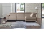 Ecksofa CALIA ITALIA "Nove, erstklassiger Sitzkomfort, mit tollen Komfortfunktionen, L-Form", grau (fango), B:291cm H:80cm T:236cm, Sofas, Ecksofa, mit Kopf- und elektrischer Relaxfunktion, in Leder