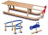 Davoser Schlitten COLINT "Davos Alpina Fun 100 mit Holz/Kunststofflehne und Leine", braun (buchefarben), SchlittenB:32,5cm H:25cm L:100cm, Buchenholz, B:32,5cm H:25cm L:100cm