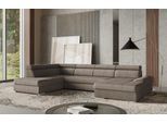 Wohnlandschaft SIT & MORE "U-Form", braun (schlamm), B:345cm H:79cm T:213cm, 100% Polyester, Sofas, Wohnlandschaft, mit verstellbaren Kopfteilen, wahlweise mit Bettfunktion