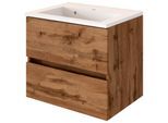 Waschtisch WELLTIME "Baabe", braun (eiche, graphit), B:60cm H:55cm T:48cm, Waschtische, Waschtisch, Breite 60 cm