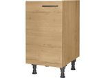 Spülenschrank NOBILIA "Structura", Ausrichtung wählbar, vormontiert, in den Breiten", braun (front und korpus: eiche sierra nachbildung), B:45cm H:87cm T:58,3cm, Schränke, Spülenschrank, 45 und 60 cm, mit höhenverstellbaren Sockelfüßen